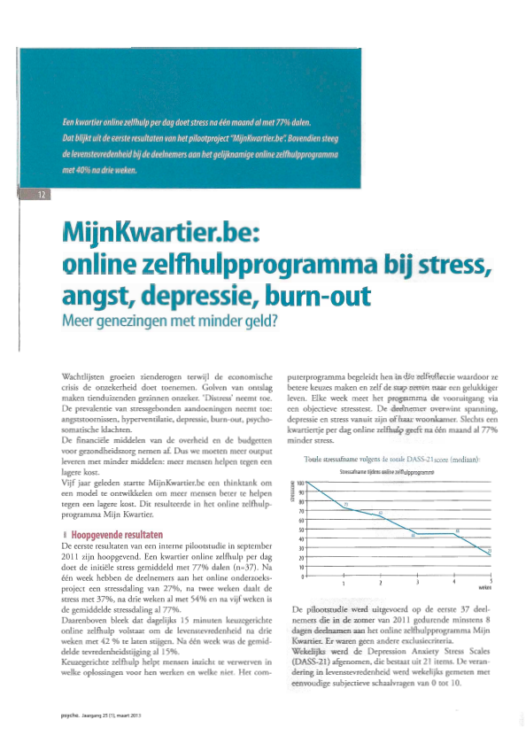 MijnKwartier.be: online zelfhulpprogramma bij stress, angst, depressie, burn-out